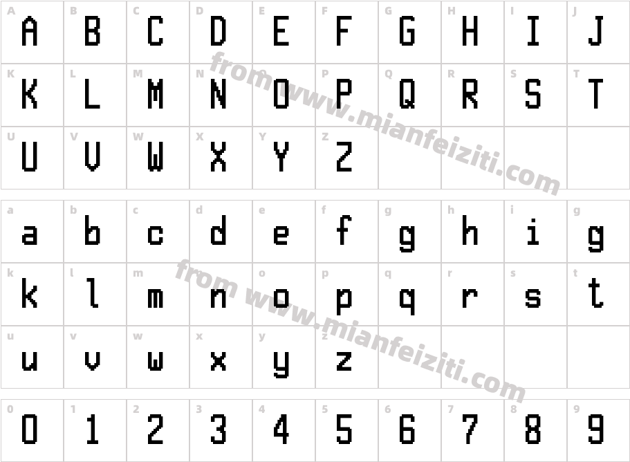 16x8 Pxl_ Mono Regular字体映射图