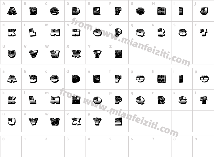 Americans Regular字体映射图