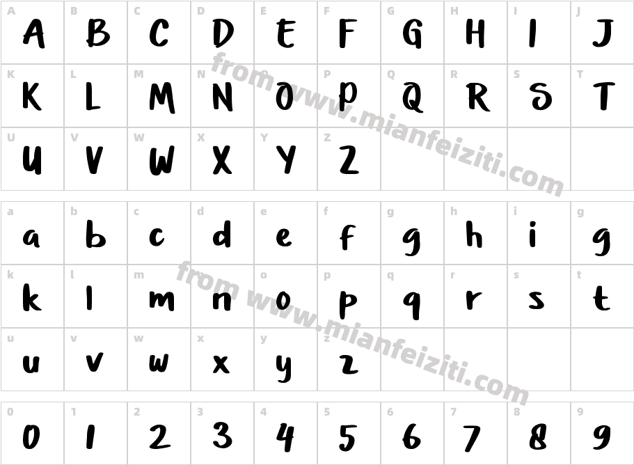 Just Marsha Regular字体映射图