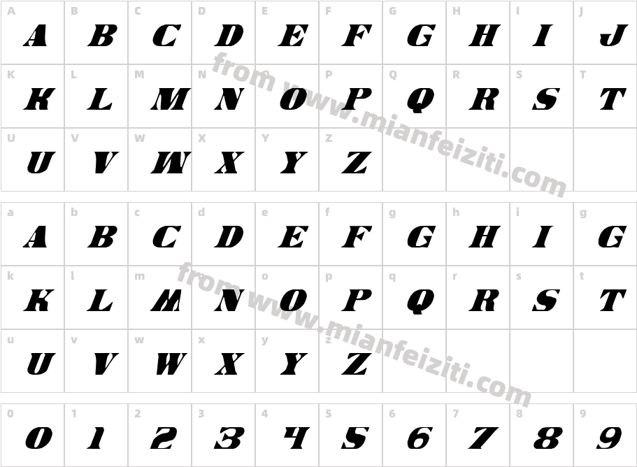 Legal Tender Condensed Italic字体映射图