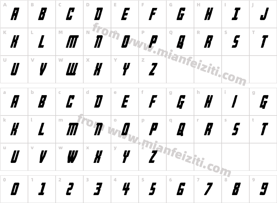 Rockledge Bold Italic字体映射图