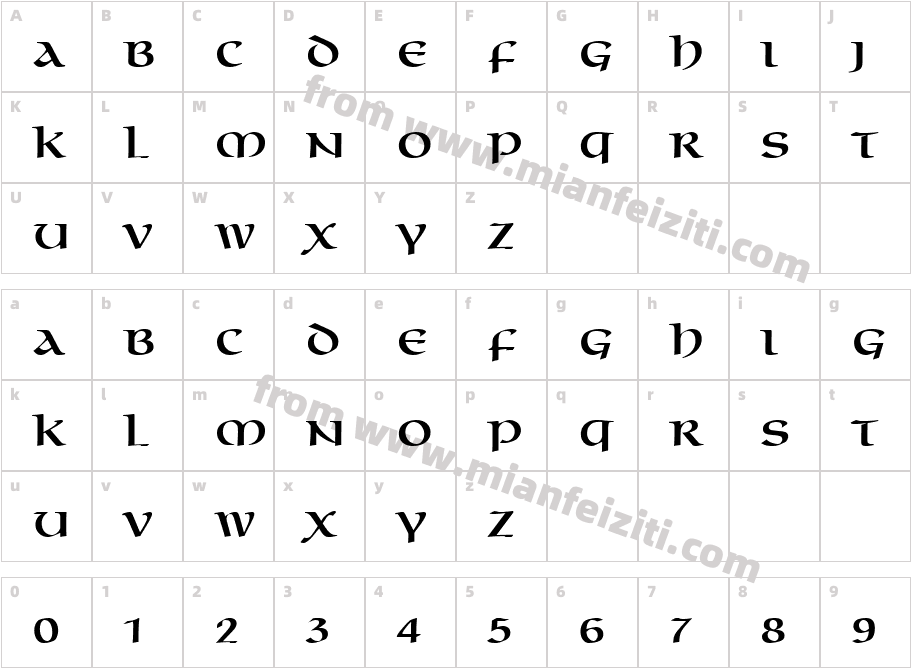 Omnia LT字体映射图