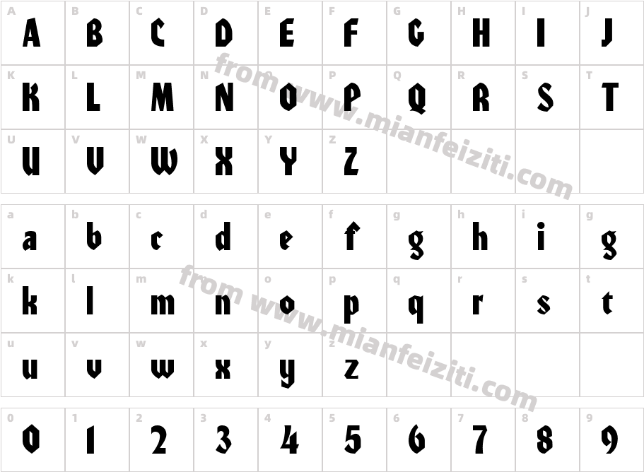 Zayin Display S Si字体映射图