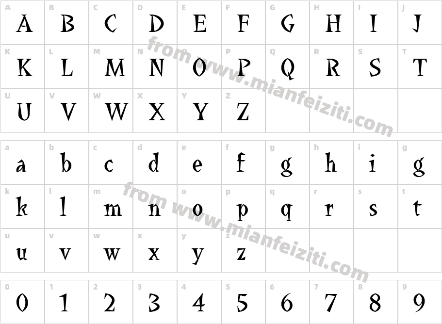 Yucatan字体映射图