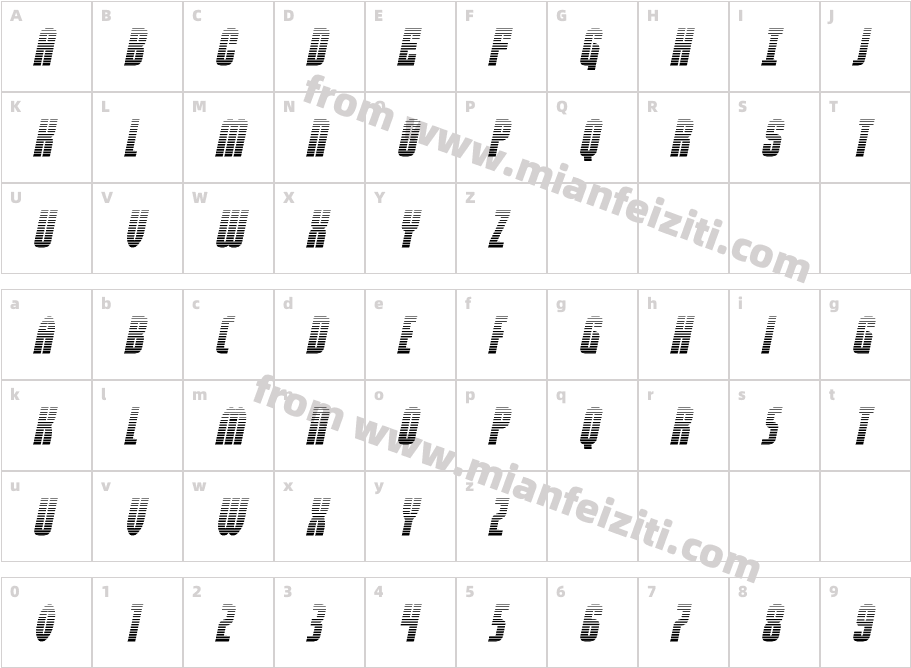 Valiant Times Gradient Italic字体映射图