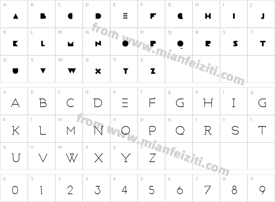 WICKED THIN字体映射图