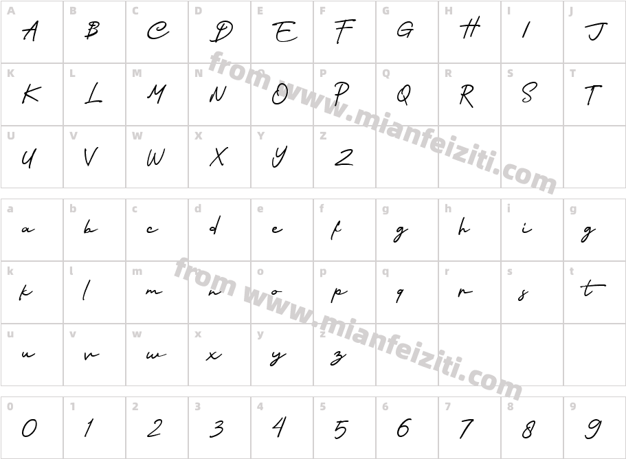 Nagitha字体映射图