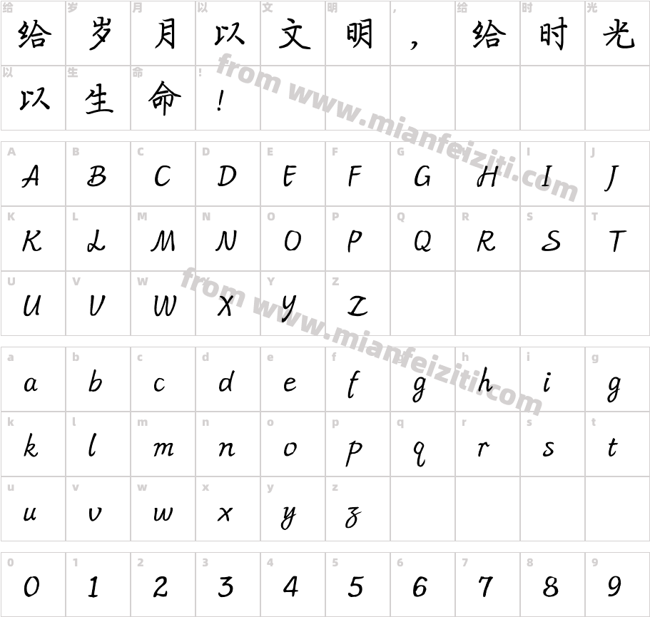 方正手迹-如懿体 简字体映射图