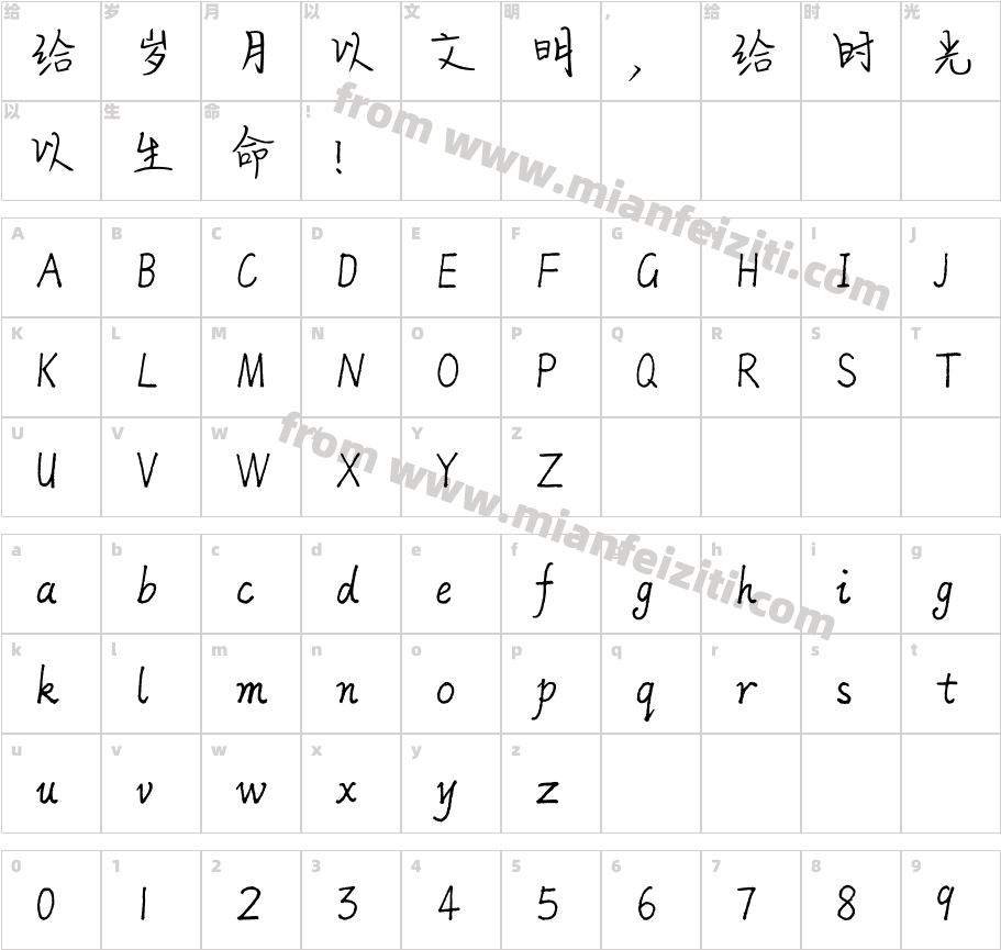 方正手迹-谭松韵体 简字体映射图