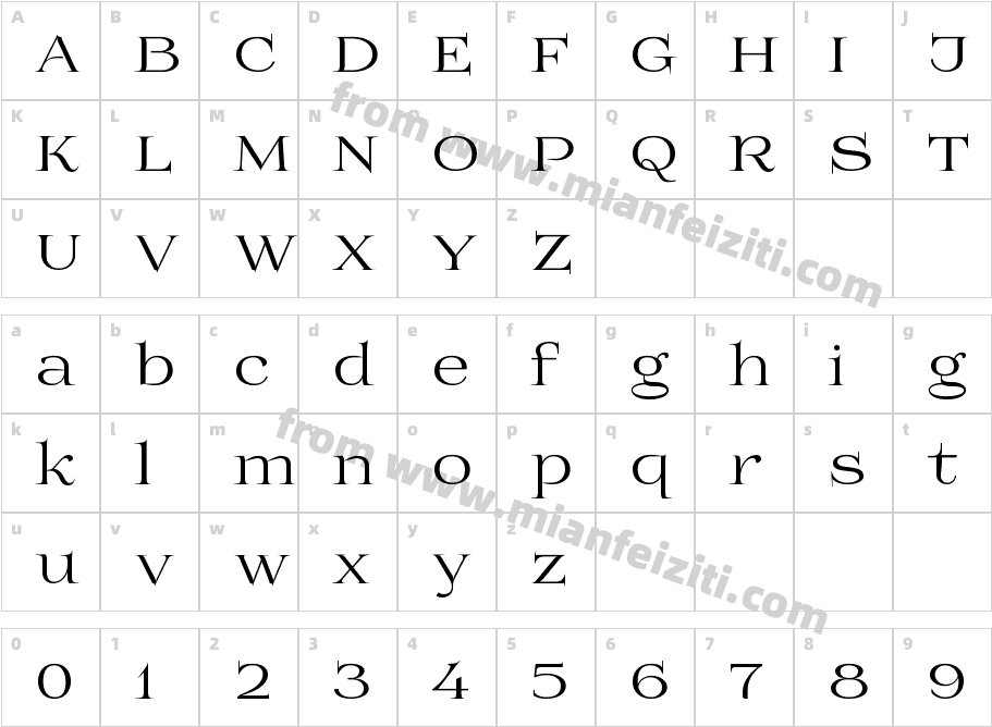 Prida01字体映射图