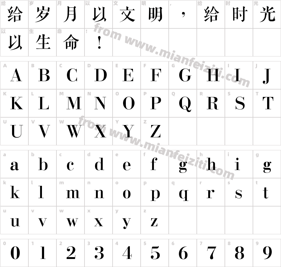 Chekiang Shu Ke Sung字体映射图