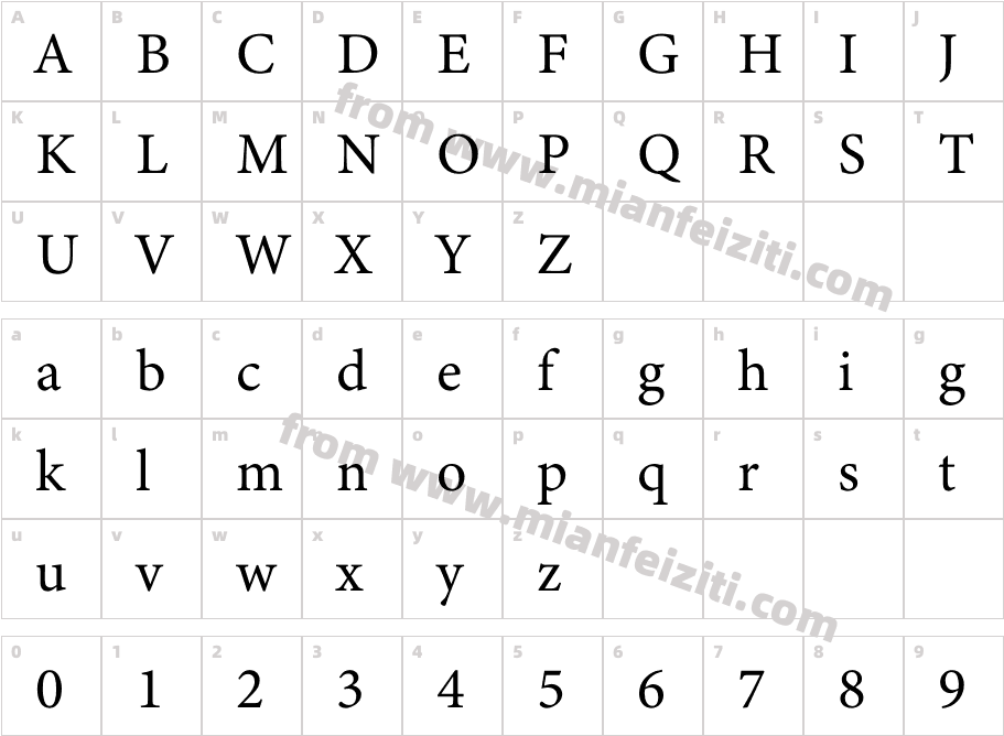 Minion Variable Concept Roman字体映射图