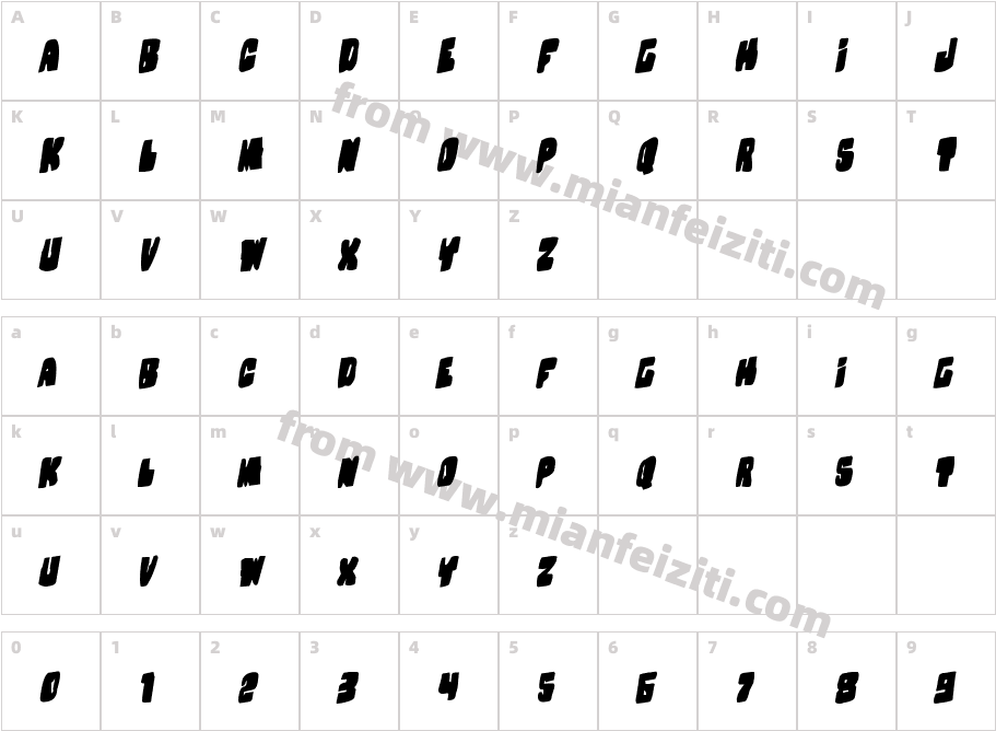 Nobody's Home Rotalic字体映射图