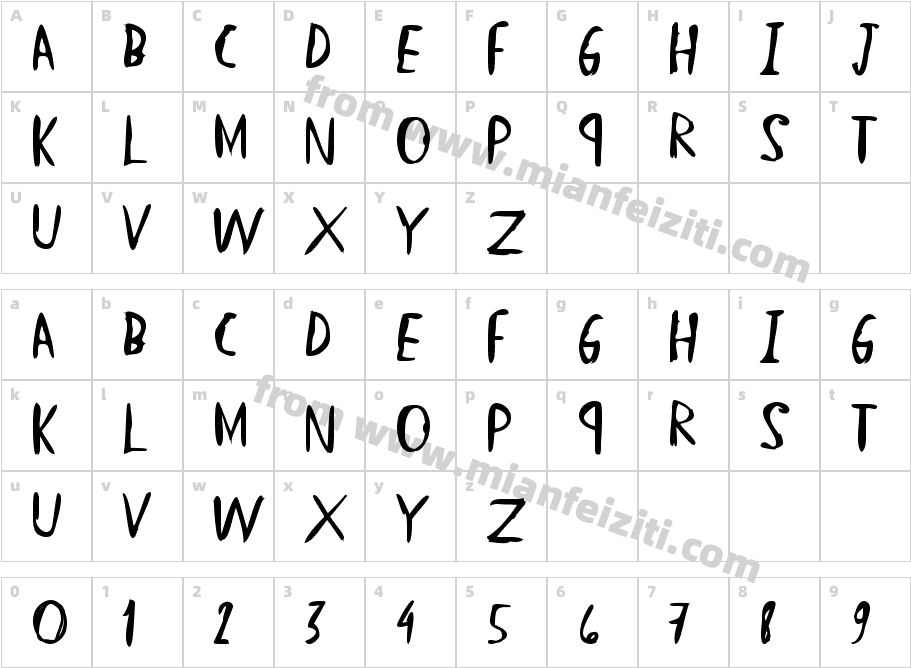 Straight Hand字体映射图