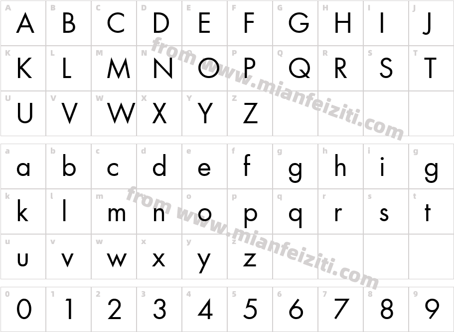 SFU Futura Book字体映射图