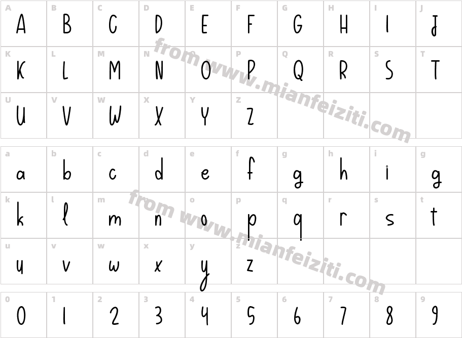 Spooky Regular字体映射图