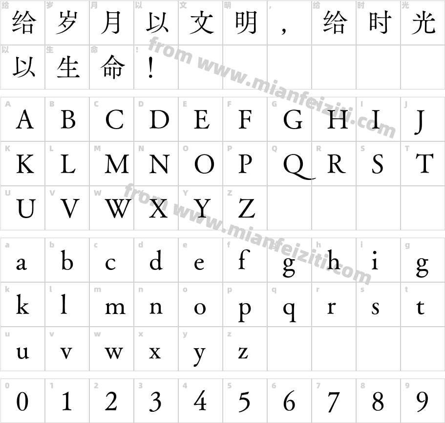 筑紫旧明朝 近国标形字体映射图
