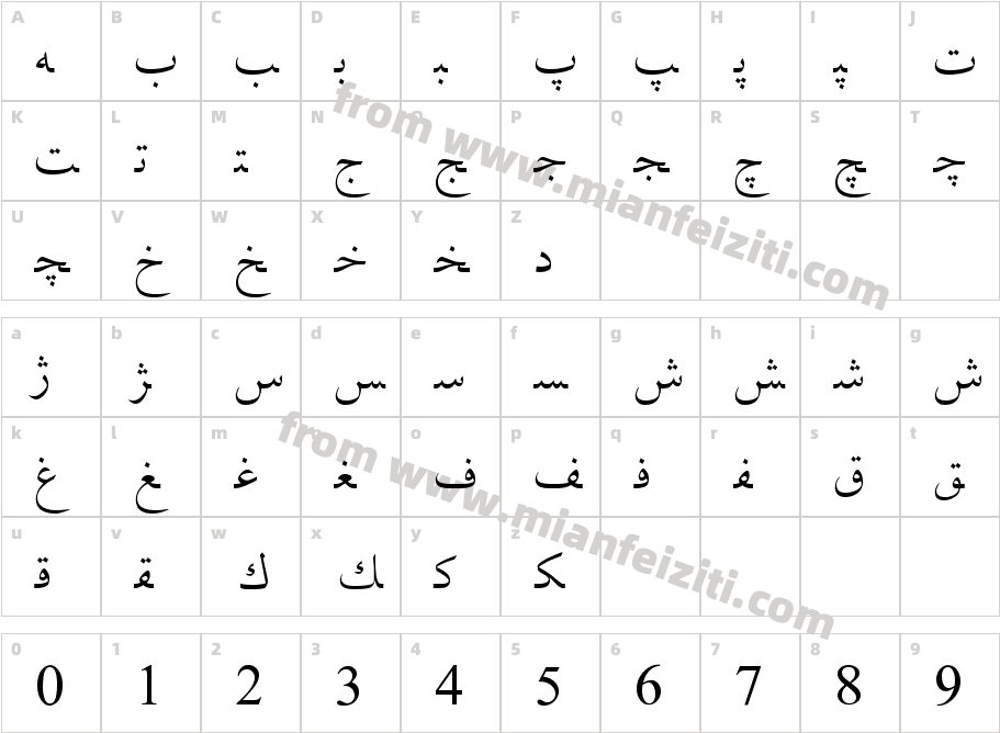 Hiyal Nashi6字体映射图