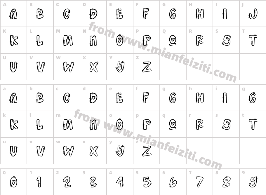Wow Regular字体映射图