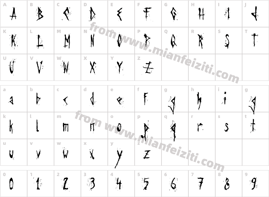 Agresivefont字体映射图