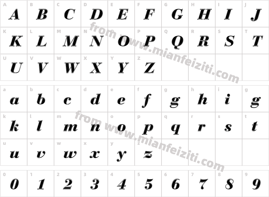 Bauer BodD Bold Ital In1字体映射图