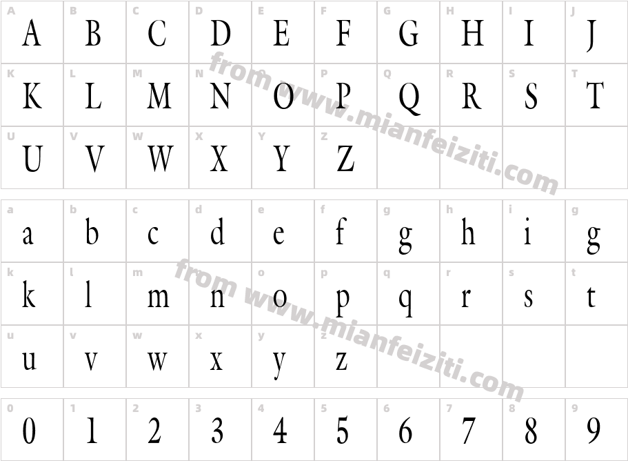 Joulliard Condensed RegularSWFTE字体映射图