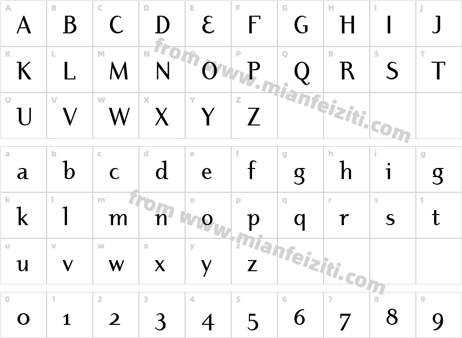 Dyadis MdOSITCTT Medium字体映射图