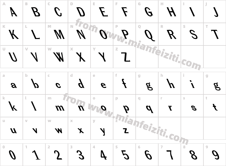 FZ ROMAN 38 LEFTY字体映射图