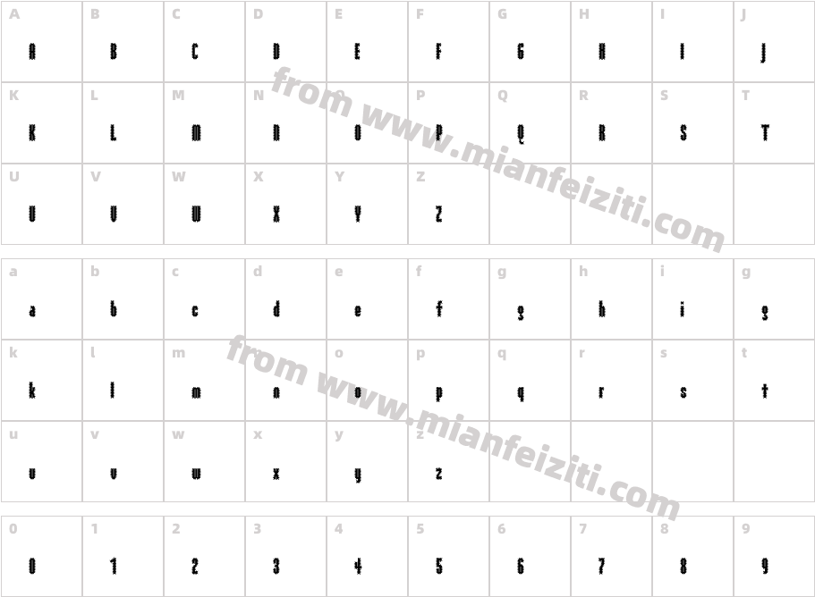 Modula Ribbed字体映射图