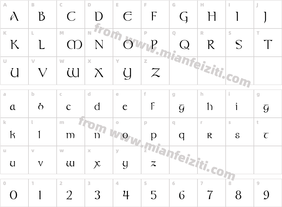 Moravian Regular Swfte字体映射图