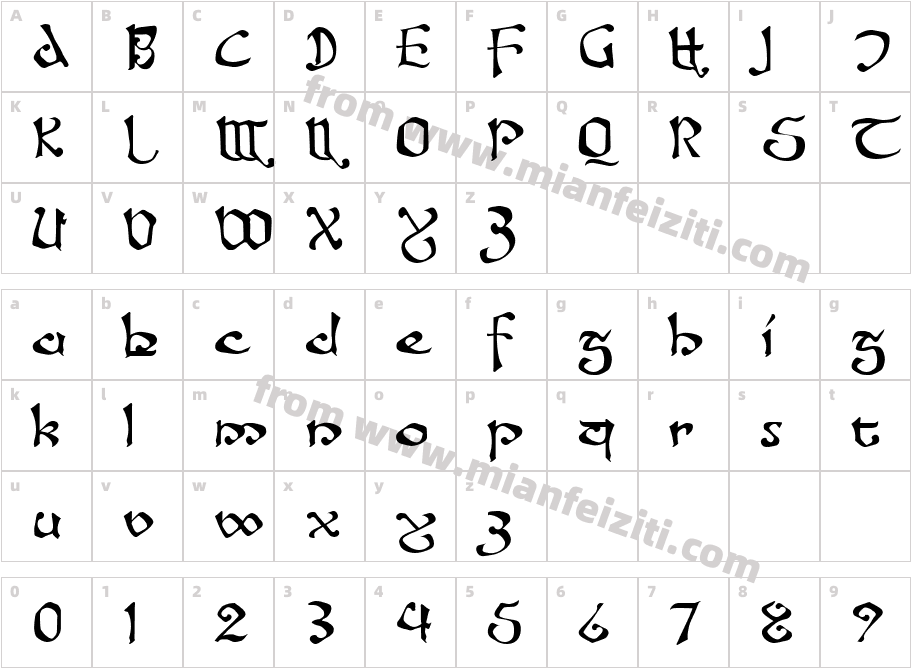 Fanjofey AH Regular字体映射图
