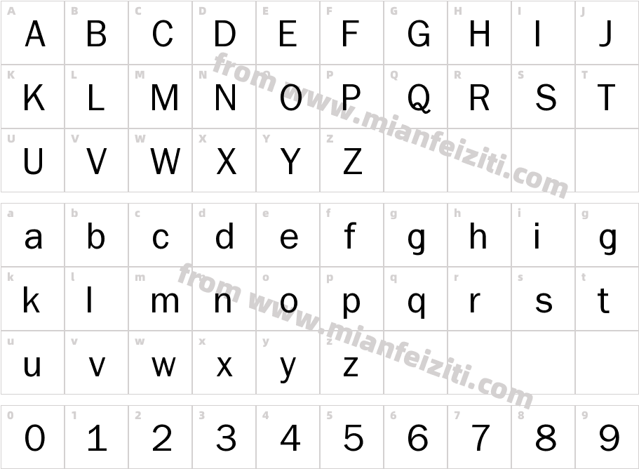 Nonserif Regular字体映射图