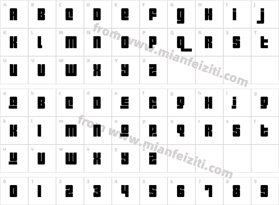 Pincoyablack Black字体映射图