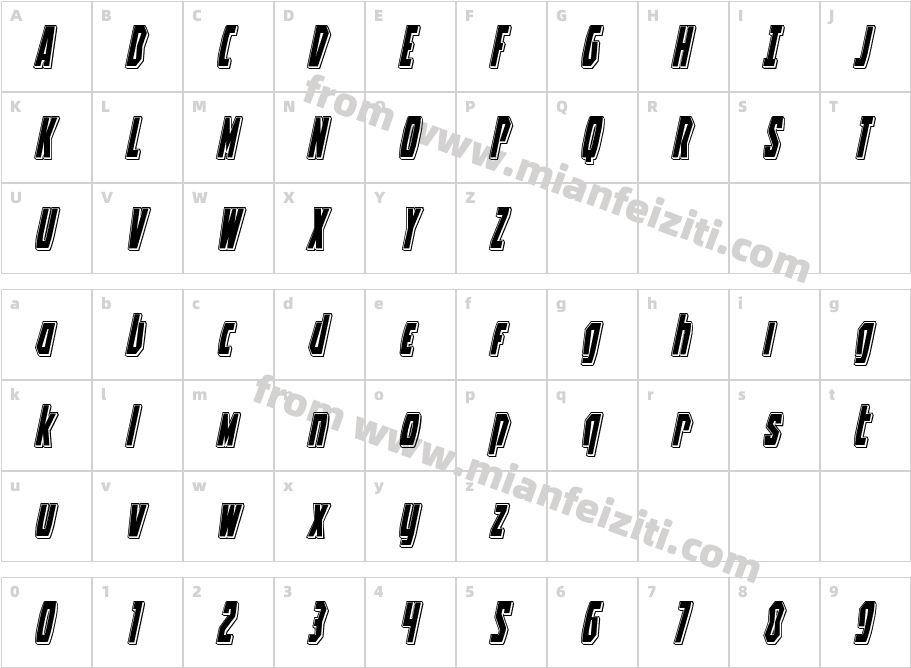 Battleworld Punch Italic字体映射图