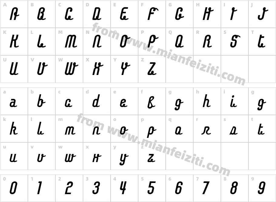 Chaingothic字体映射图