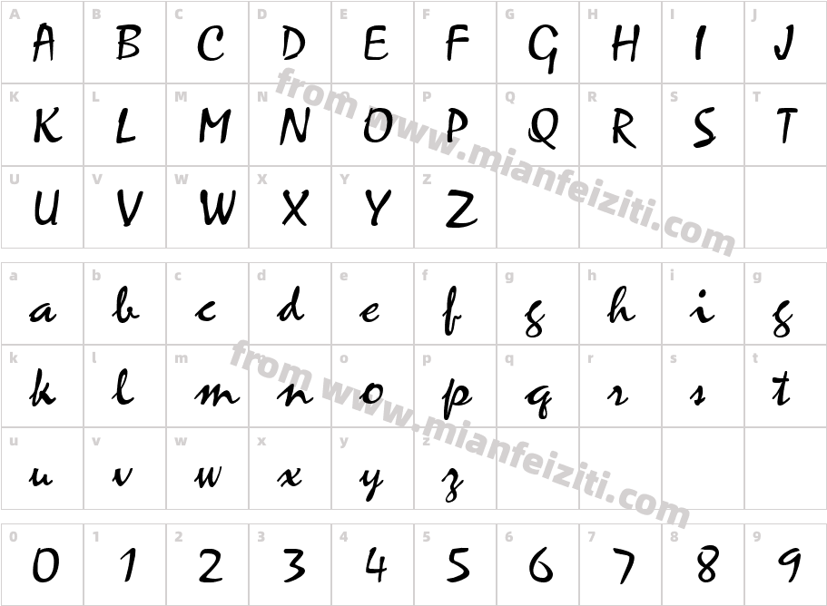 Script M730 Regular字体映射图