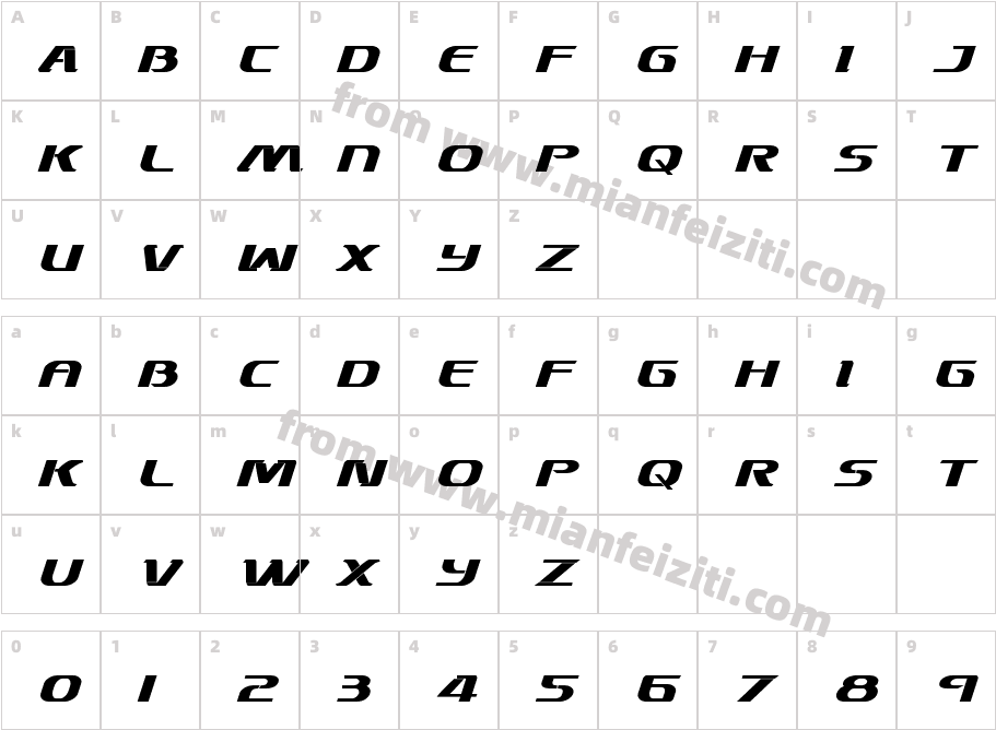 Sky Marshal Bold Italic字体映射图