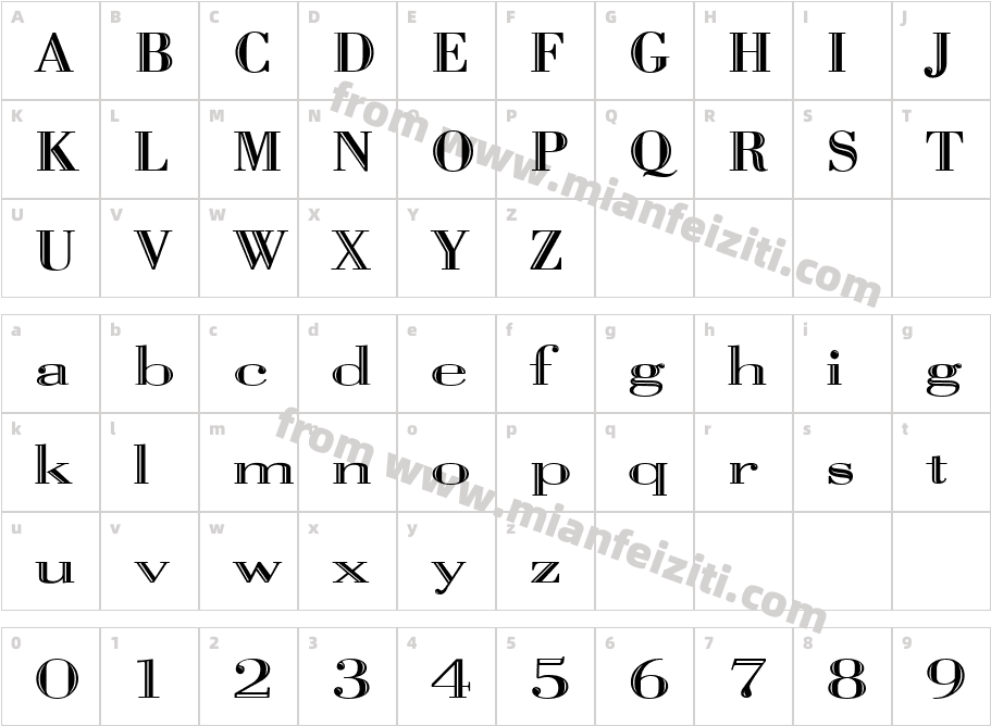 Vangard字体映射图