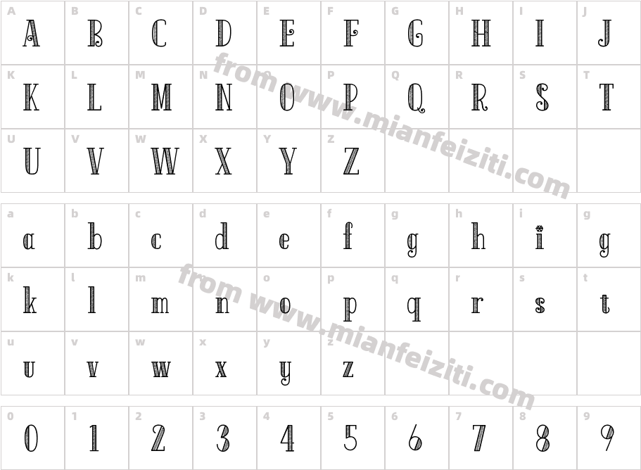 Santa Regular字体映射图