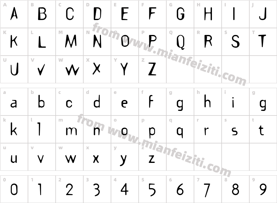 Kubota Font字体映射图