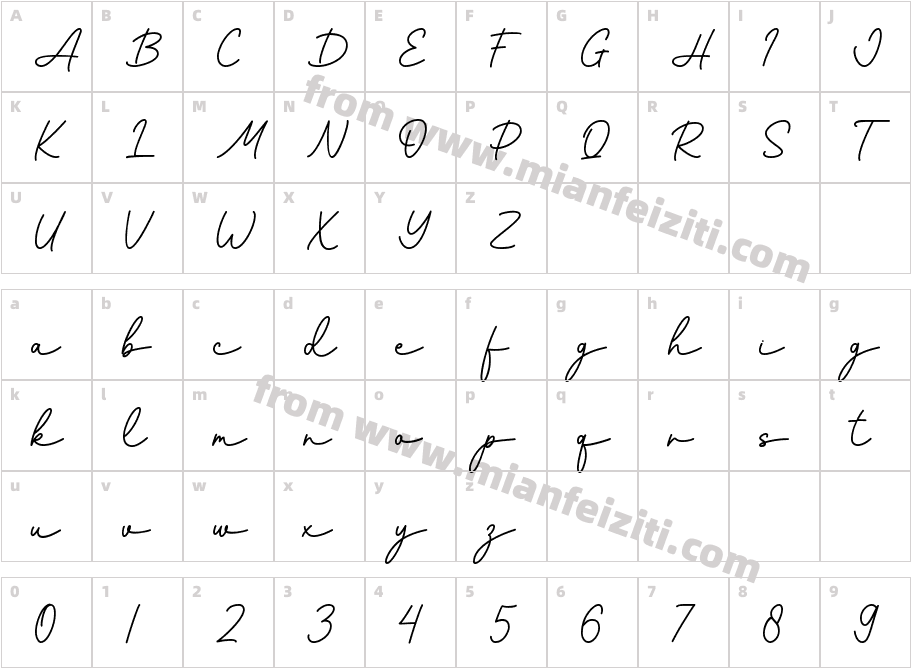 Dream Regular字体映射图