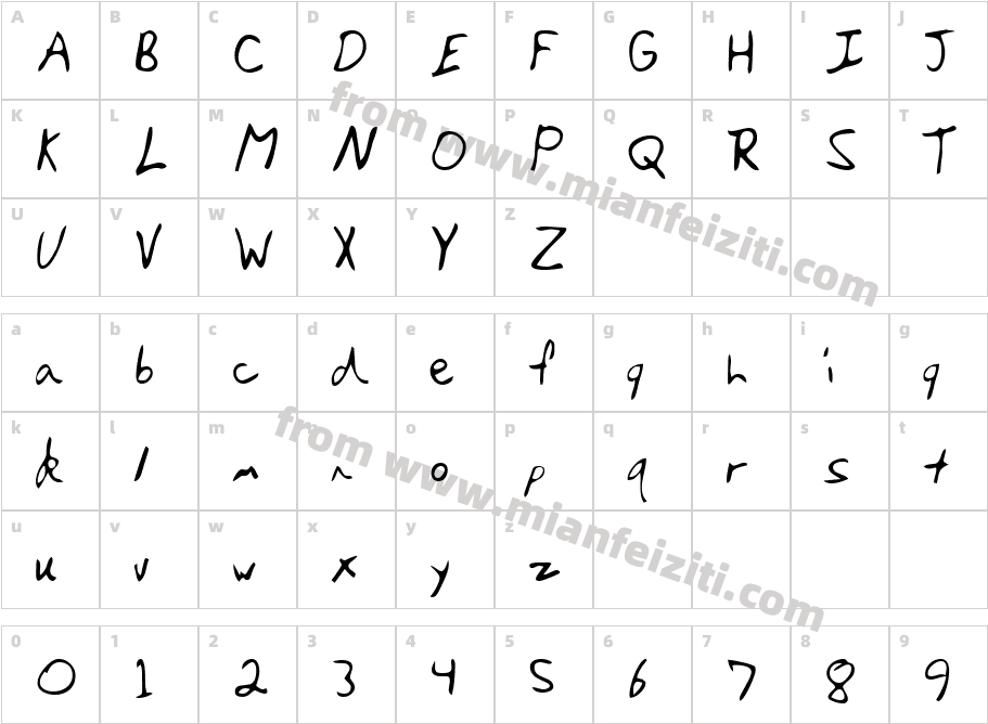 Darins Hand Plain字体映射图