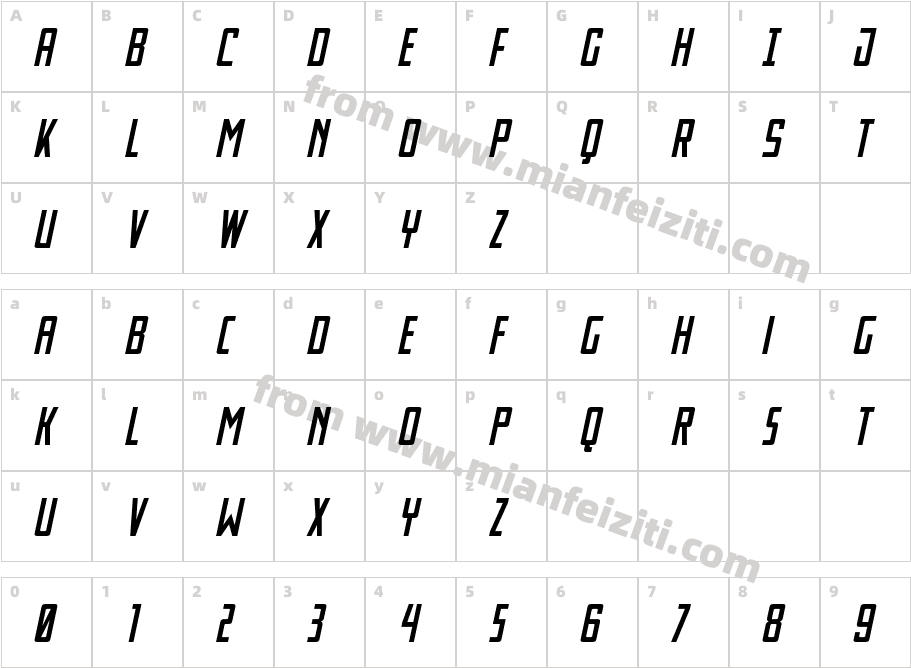 Thunder Nova Spaced Semi Ital字体映射图