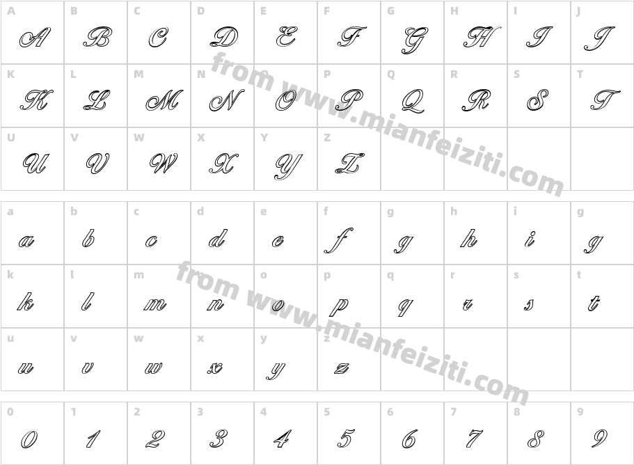 Ballantines Outline Medium Regular字体映射图