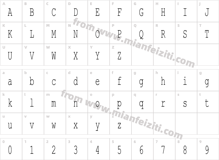 Courier New Cyr60n字体映射图