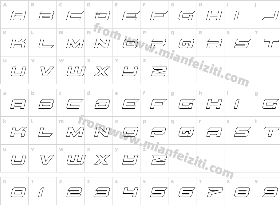 Gypsy Killer Outline Italic字体映射图