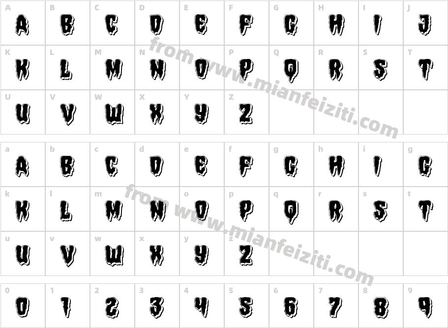 Hemogoblin Punch字体映射图