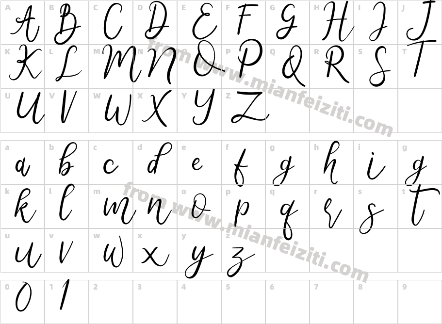 Metteora字体映射图