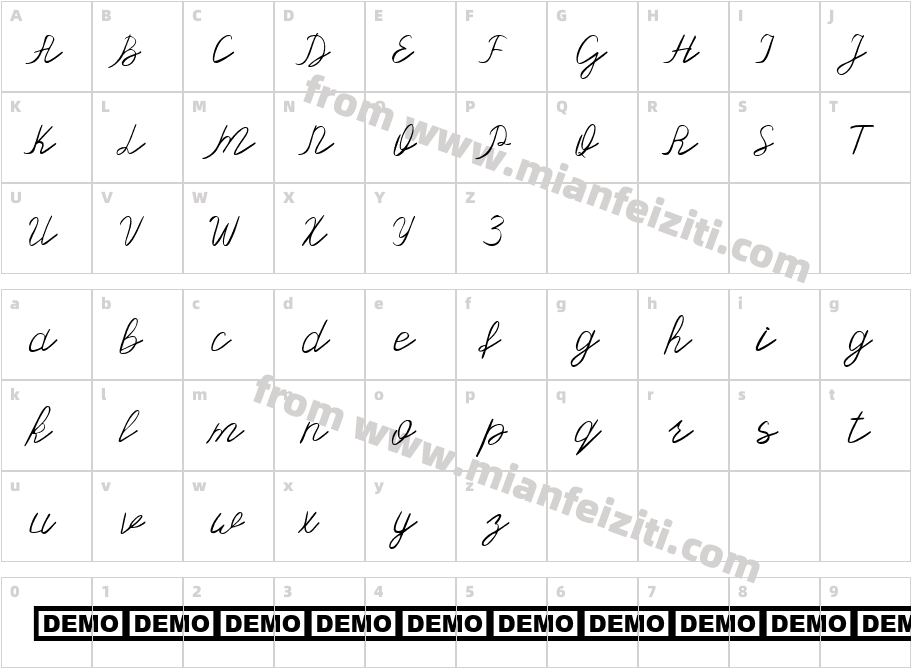 Olster字体映射图