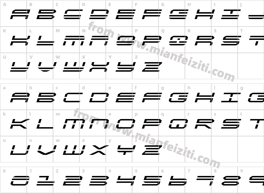 Quick Strike Expanded Italic字体映射图
